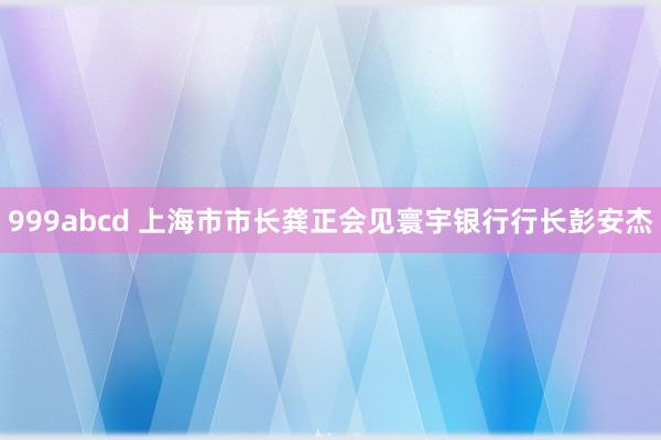 999abcd 上海市市长龚正会见寰宇银行行长彭安杰