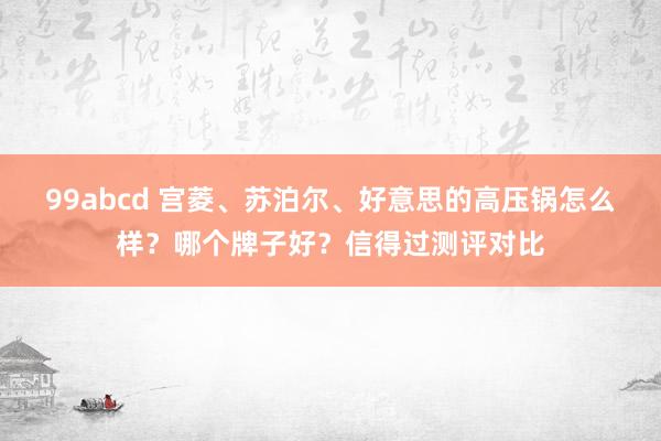 99abcd 宫菱、苏泊尔、好意思的高压锅怎么样？哪个牌子好？信得过测评对比