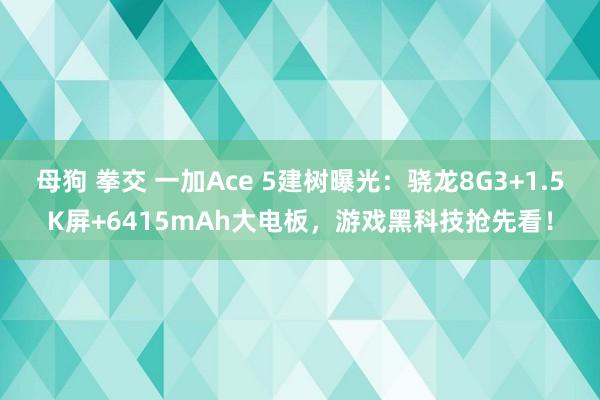 母狗 拳交 一加Ace 5建树曝光：骁龙8G3+1.5K屏+6415mAh大电板，游戏黑科技抢先看！