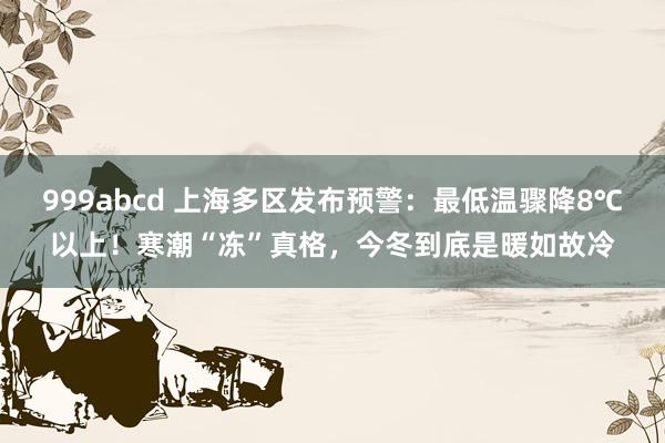999abcd 上海多区发布预警：最低温骤降8℃以上！寒潮“冻”真格，今冬到底是暖如故冷