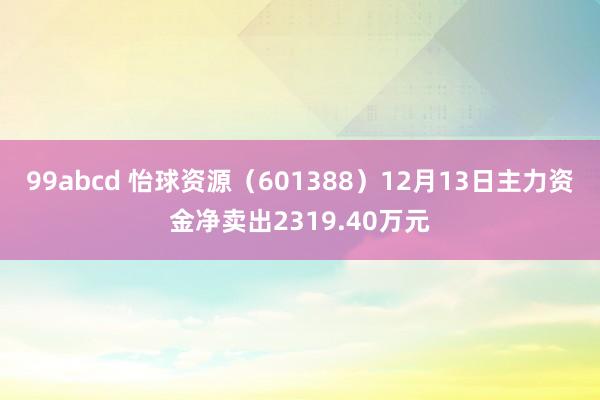 99abcd 怡球资源（601388）12月13日主力资金净卖出2319.40万元