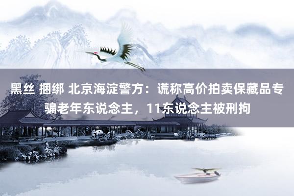 黑丝 捆绑 北京海淀警方：谎称高价拍卖保藏品专骗老年东说念主，11东说念主被刑拘