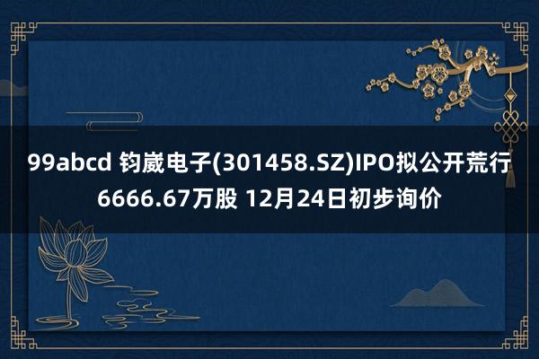 99abcd 钧崴电子(301458.SZ)IPO拟公开荒行6666.67万股 12月24日初步询价