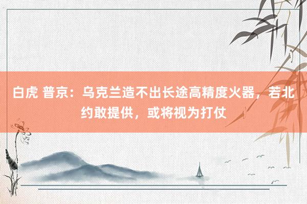 白虎 普京：乌克兰造不出长途高精度火器，若北约敢提供，或将视为打仗