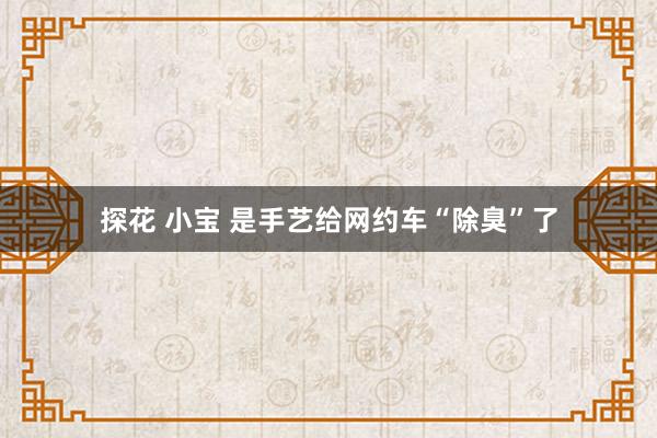 探花 小宝 是手艺给网约车“除臭”了