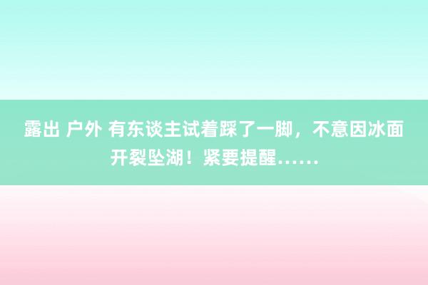 露出 户外 有东谈主试着踩了一脚，不意因冰面开裂坠湖！紧要提醒……