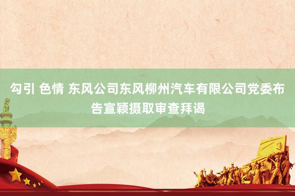 勾引 色情 东风公司东风柳州汽车有限公司党委布告宣颖摄取审查拜谒