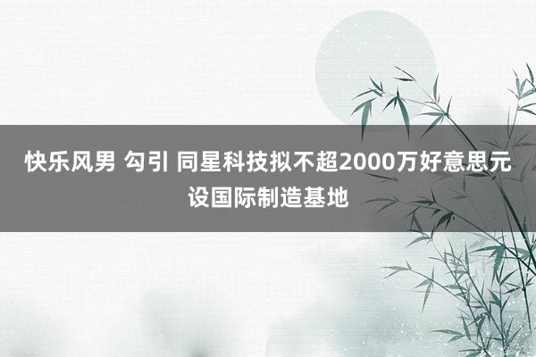 快乐风男 勾引 同星科技拟不超2000万好意思元设国际制造基地