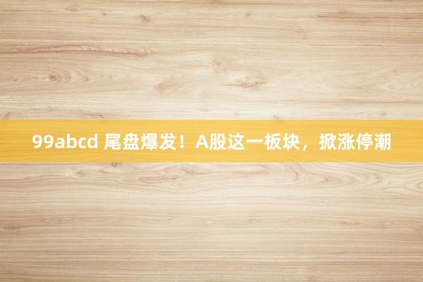 99abcd 尾盘爆发！A股这一板块，掀涨停潮