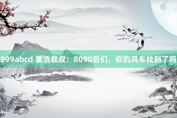 999abcd 董浩叔叔：8090后们，你的风车找到了吗