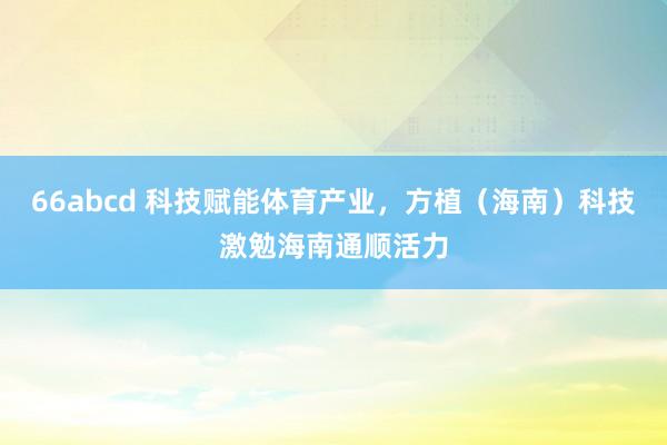 66abcd 科技赋能体育产业，方植（海南）科技激勉海南通顺活力