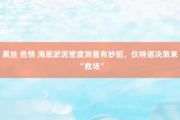 黑丝 色情 海底淤泥密度测量有妙招，仪特诺决策来 “救场”