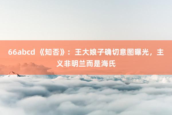 66abcd 《知否》：王大娘子确切意图曝光，主义非明兰而是海氏