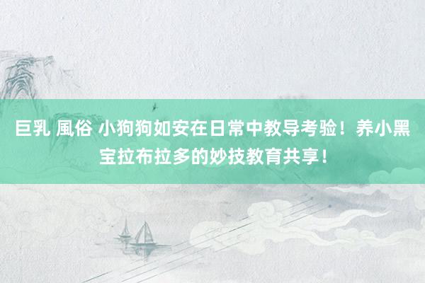 巨乳 風俗 小狗狗如安在日常中教导考验！养小黑宝拉布拉多的妙技教育共享！