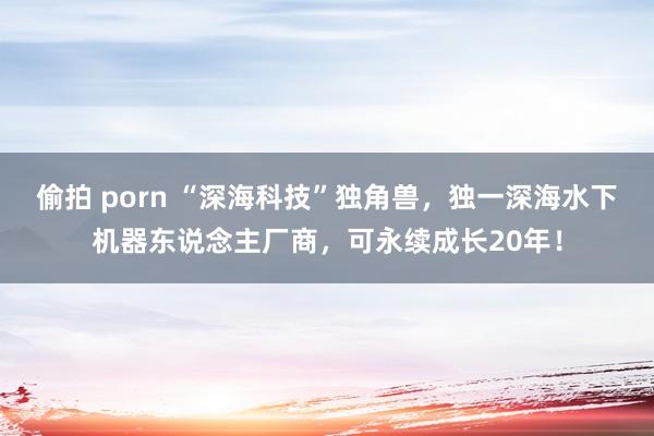 偷拍 porn “深海科技”独角兽，独一深海水下机器东说念主厂商，可永续成长20年！