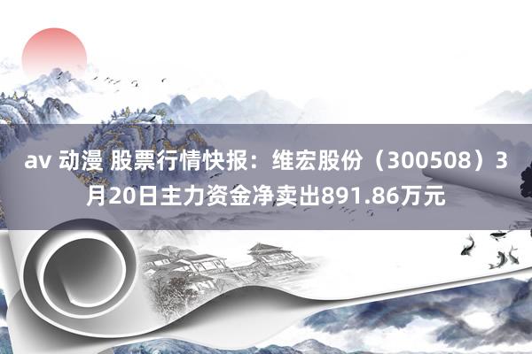 av 动漫 股票行情快报：维宏股份（300508）3月20日主力资金净卖出891.86万元