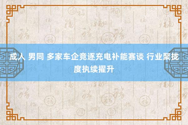成人 男同 多家车企竞逐充电补能赛谈 行业聚拢度执续擢升