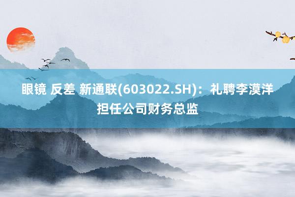 眼镜 反差 新通联(603022.SH)：礼聘李漠洋担任公司财务总监