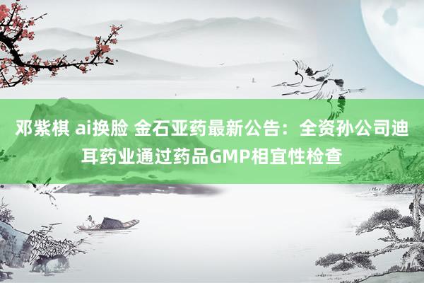 邓紫棋 ai换脸 金石亚药最新公告：全资孙公司迪耳药业通过药品GMP相宜性检查