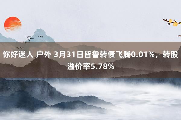 你好迷人 户外 3月31日皆鲁转债飞腾0.01%，转股溢价率5.78%