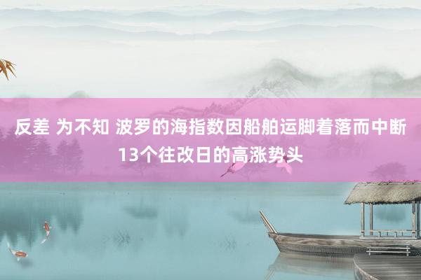 反差 为不知 波罗的海指数因船舶运脚着落而中断13个往改日的高涨势头