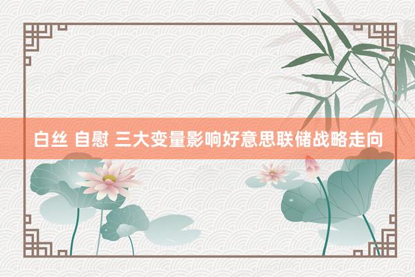 白丝 自慰 三大变量影响好意思联储战略走向