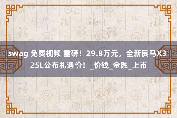 swag 免费视频 重磅！29.8万元，全新良马X3 25L公布礼遇价！_价钱_金融_上市