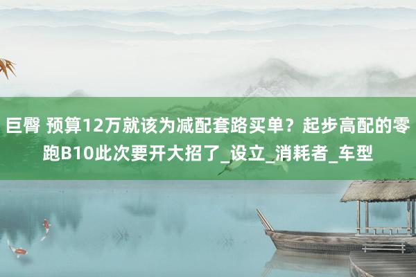 巨臀 预算12万就该为减配套路买单？起步高配的零跑B10此次要开大招了_设立_消耗者_车型