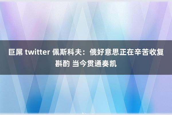 巨屌 twitter 佩斯科夫：俄好意思正在辛苦收复斟酌 当今贯通奏凯