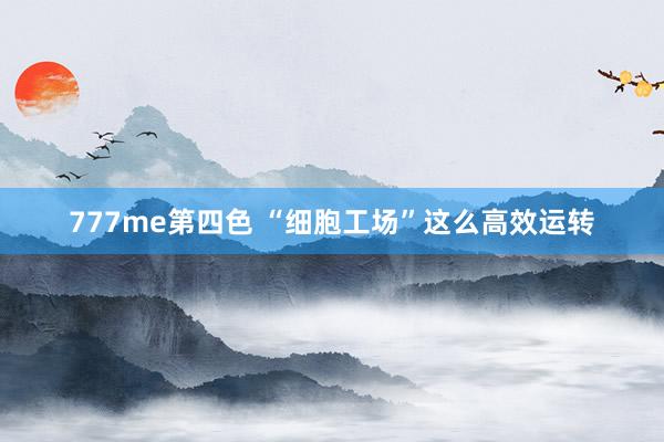 777me第四色 “细胞工场”这么高效运转