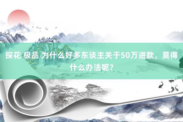 探花 极品 为什么好多东谈主关于50万进款，莫得什么办法呢？