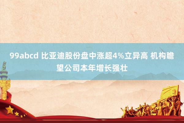 99abcd 比亚迪股份盘中涨超4%立异高 机构瞻望公司本年增长强壮